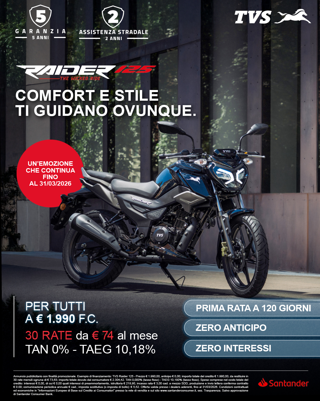  TVS Raider 125: Tua a 1.990€