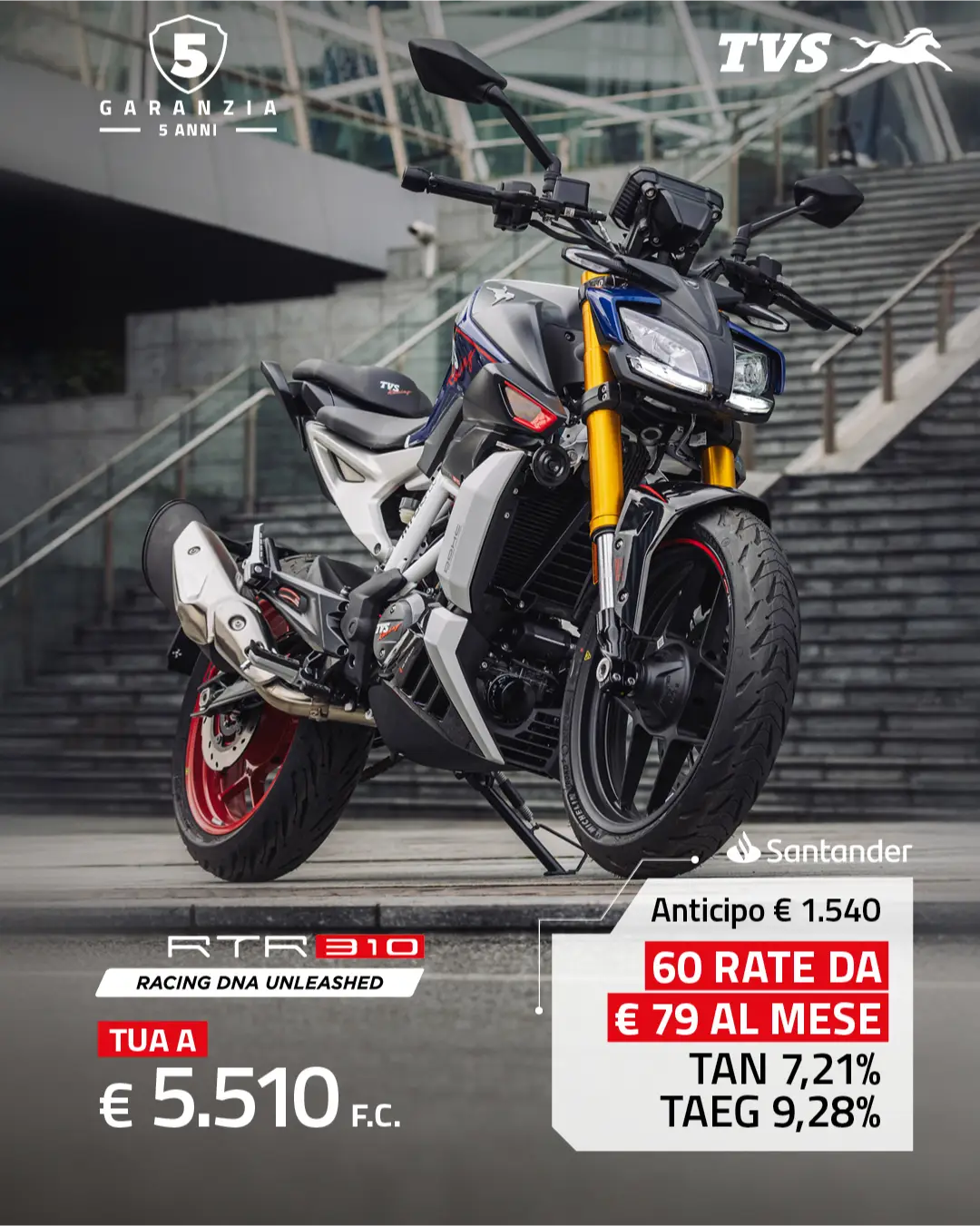 TVS RTR 310 è tua a soli €79 al mese!