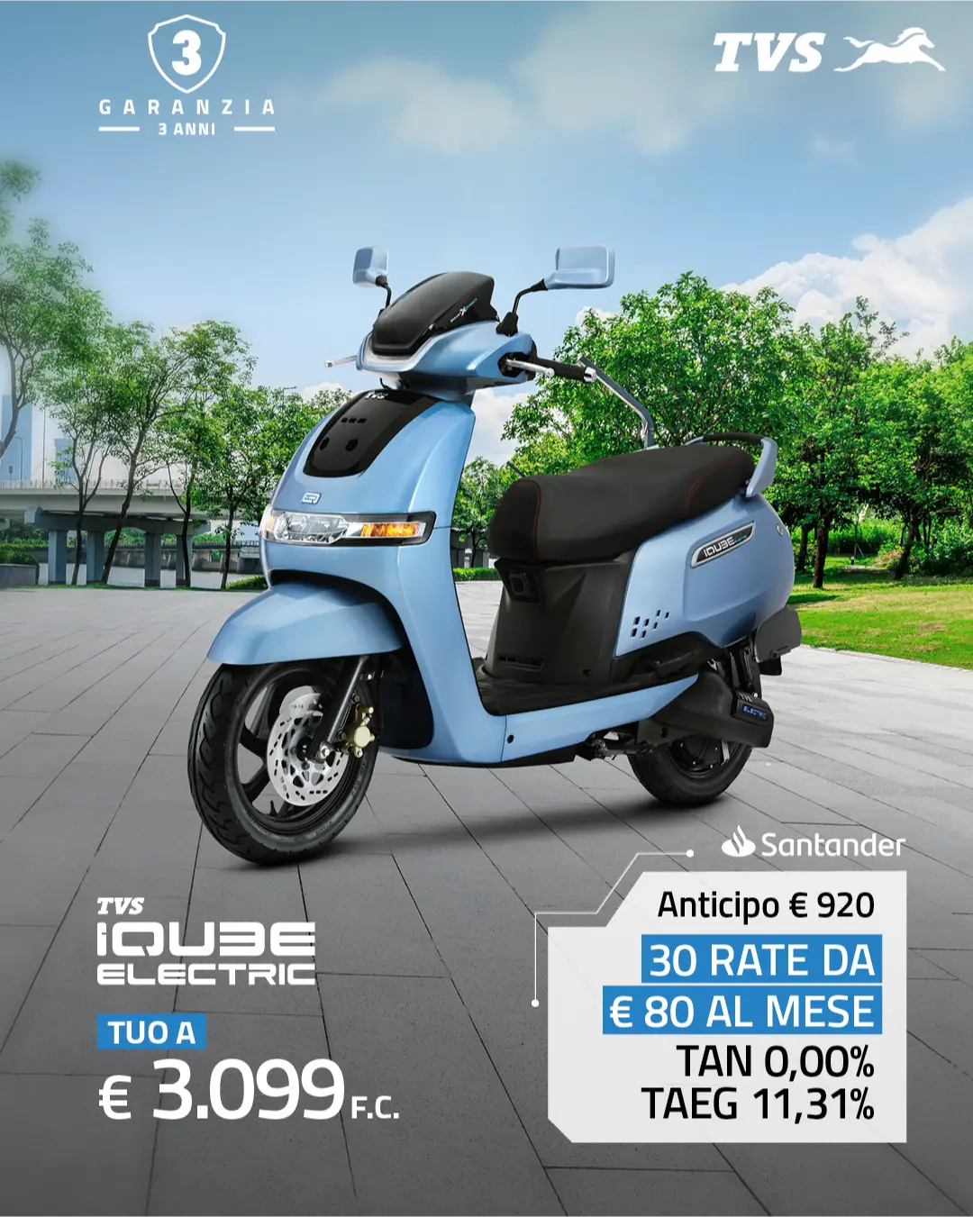 TVS iQube S è tuo a soli €80 al mese!