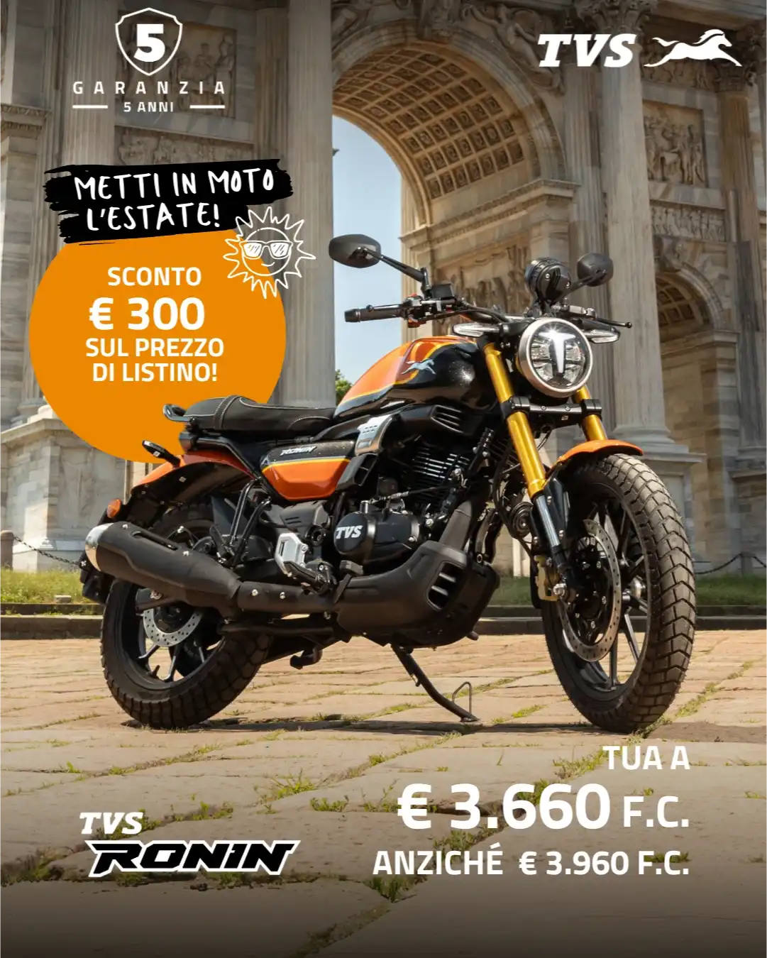 TVS Ronin 250: 300€ di sconto!